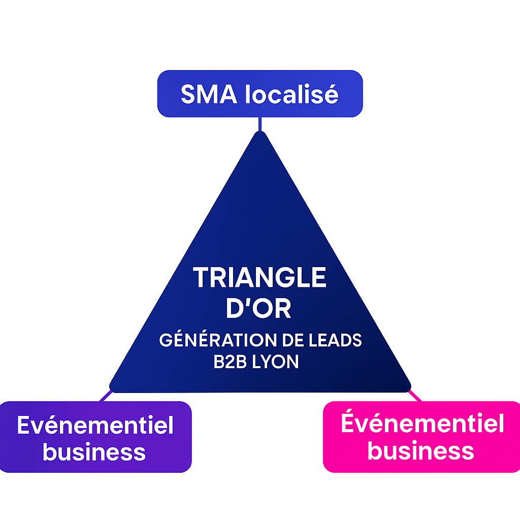 Triangle d’or génération de leads B2B Lyon — SMA, SEO géolocalisé, Événementiel business